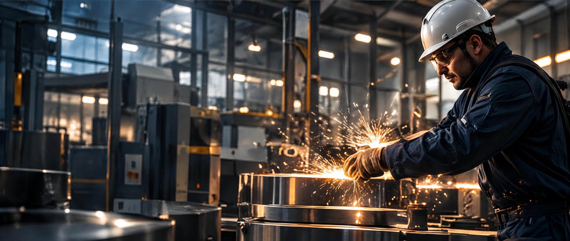 Metalworker finishing a precision component
